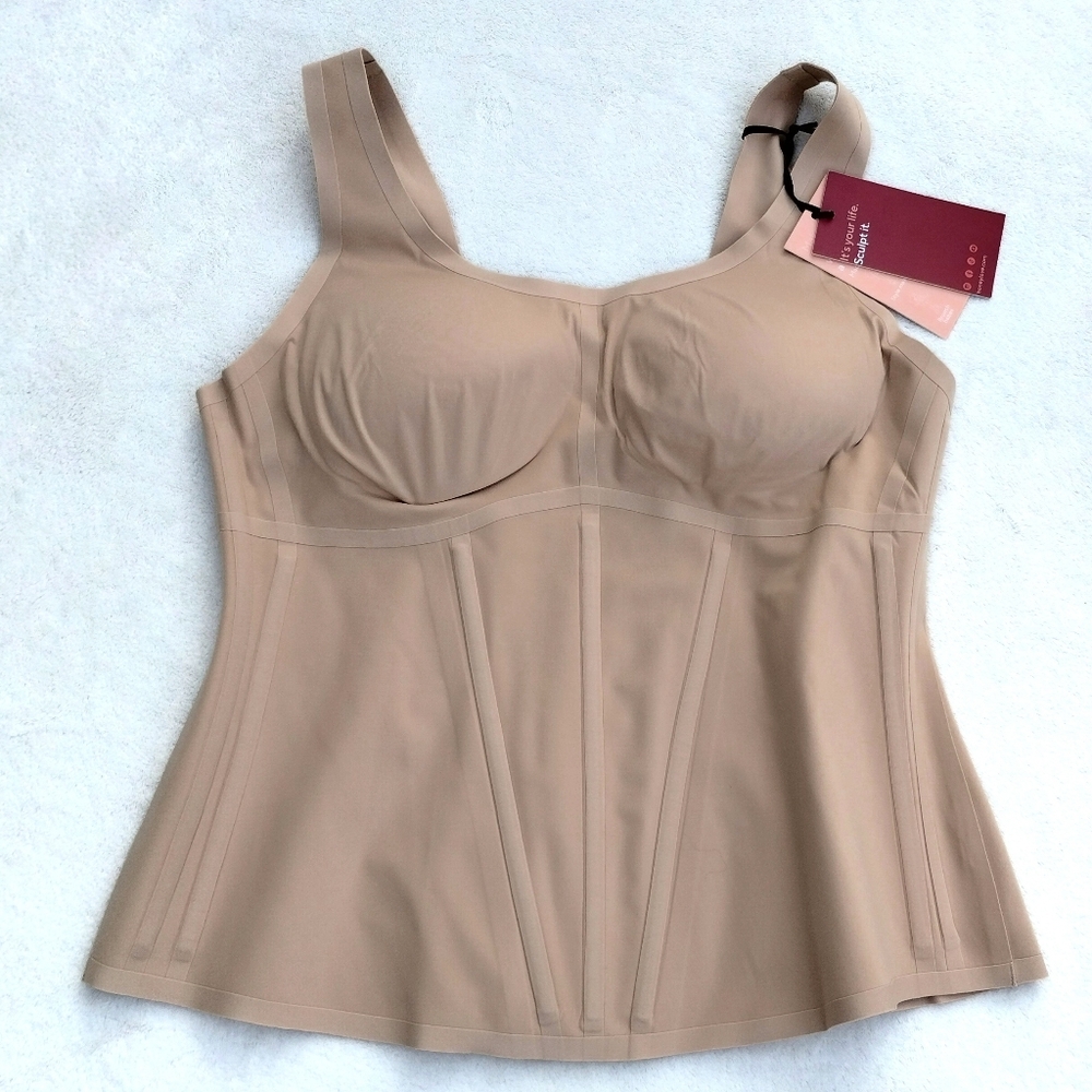 NWT Honeylove Boldness Tank Women's Sand Size 1X Shaping Top Nude Posture